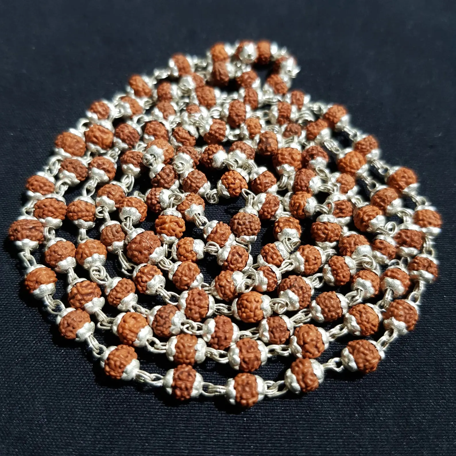 7 MUKHI RUDRAKSHA SILVER MALA CERTIFIED - Image 5